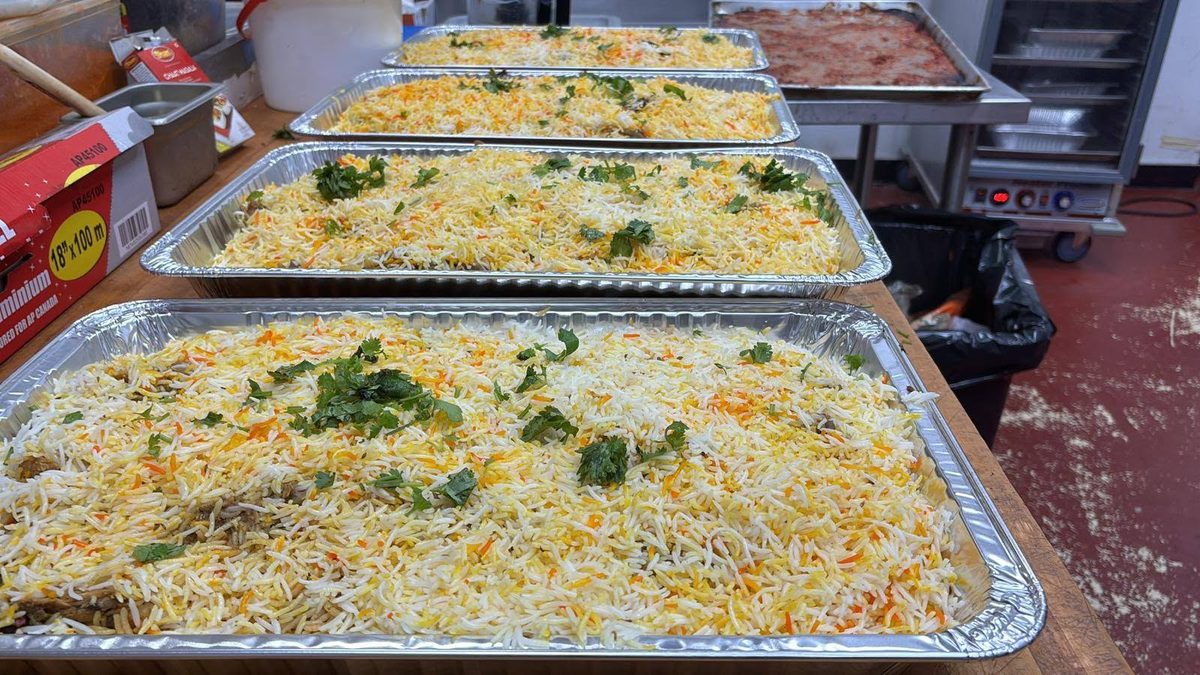 Trays of biryani ready for delivery