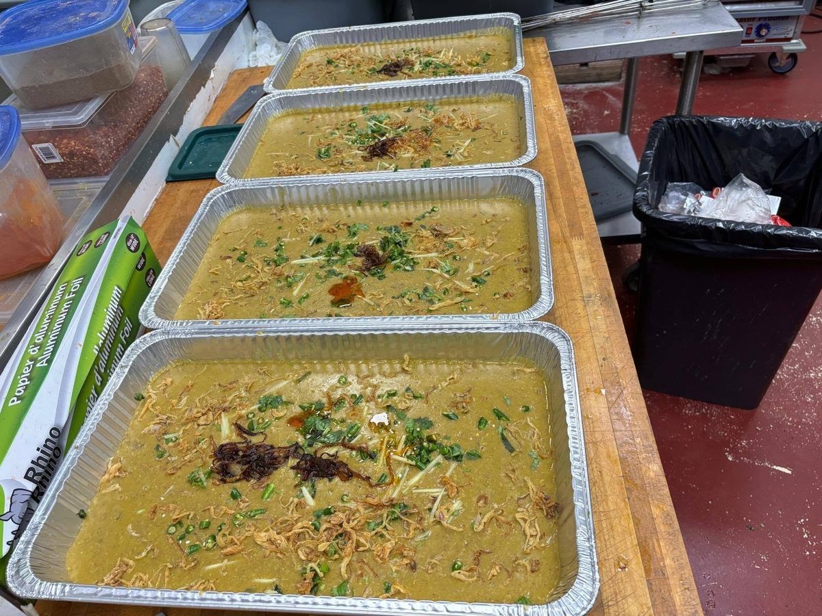 Haleem packed in catering trays